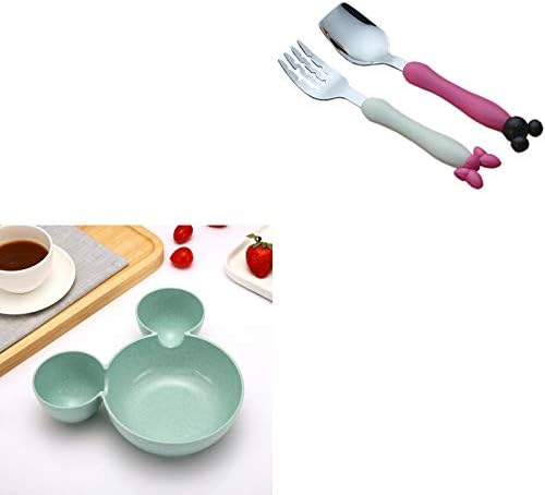 Baby Feeding Tableware Set Toddler Cute Mouse Bowls with Fork Spoon Children Dinnerware Food Container Infant Dishes Plate
