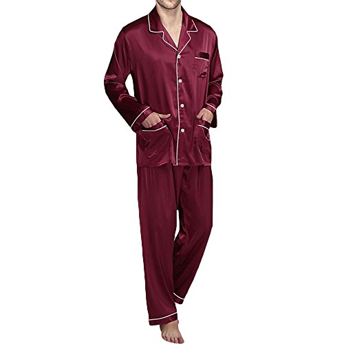 YIMANIE Mens Silk Satin Pajamas Set Sleepwear Loungewear