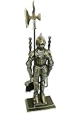 Lizh Metalwork Middle Ages Knight Cast Iron Fireplace Tool Set,Antique Brass