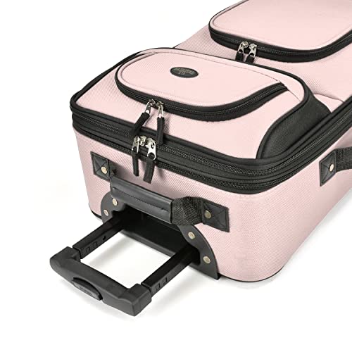U.S. Traveler Rio Rugged Fabric Expandable CarryOn Luggage Set, Pink