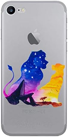 EJC Avenue iPhone 7 Watercolour Silicone Phone Case for Apple iPhone 7 (4.7") Gel TPU Cover/Screen Protector + Cloth Lion King