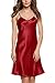 Avidlove Women's Nightshirts Satin Chemises Slip Sleepwear,Dark Red (FBA),Small