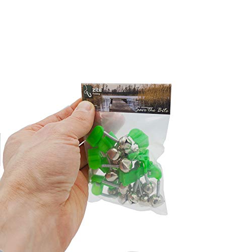 Zite Fishing Aal-Glocke Klemm-Glocke Nacht-Angeln - 10 Stück Set Bissanzeiger mit Knicklicht-Halter - Auch für Wels – Bild 3