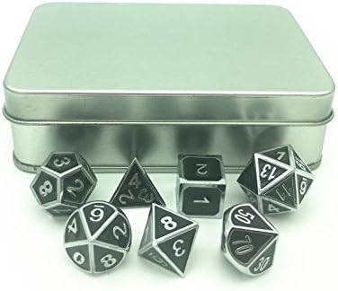 Truewon Metal Dice Set of 7 With Metal Case (Ridge Enamel Chrome Color)