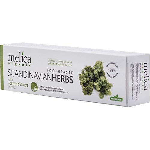 MELICA ORGANIC Toothpaste with Scandinavian Herbs, Organic Scandinavian Herbal Toothpaste with Iceland Moss Extract, 100 ml