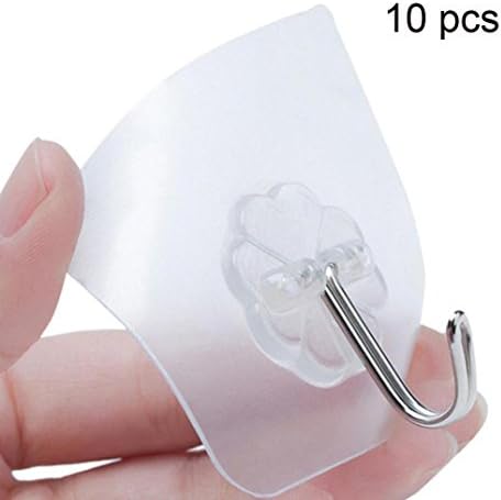 MaxFox Transparent Wall Hooks Strong Utility Adhesive Sticky Celling hangers Strength Heavy Duty Suction Cups Sucker Holder for Kitchen Bathroom Towel Cloth (White)