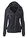 Choies Women Gray Zip Up Fleece Slim Fit Hooded Coat Warm Pocket Hoodie Jacket M