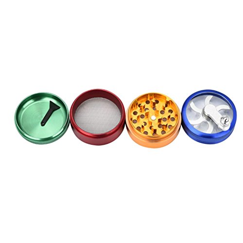 Snowfoller Multicolor Grinder - Tobacco Herb Weed Grinder with Pollen Catcher - 4-layer 54mm Metal Herb & Spice Mills with Mill Handle