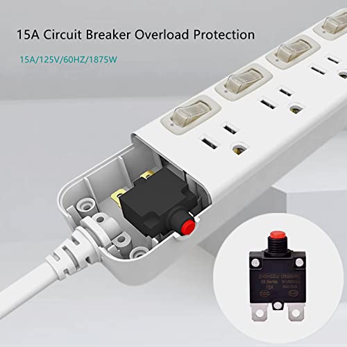 Flat Plug Surge Protector 6 Outlets, Wall Plug Power Strip with Individual Switches & 6 Feet