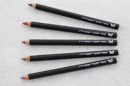Anamu, Cumary, Puca Panga, Tonka, Zanga - Set of 5 Creamy Lip Perfecting Pencils with Sheer Sheens of Pink, Gold or Bronze Provide Long Lasting Lip Color - Morpho Cosmetics