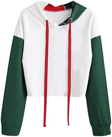 NOMENI Women's Sweatshirt Pullover Short Long Sleeve Print Solid Color O-Neck Hoodie Pullover Casual Top Hoodie