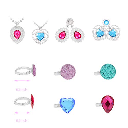 Tagitary 11 Pack Princess Pretend Jewelry Toy,Girl's Jewelry Dress Up Play Set Included Crowns, Necklaces,Rings and Earrings 11 Piece Set