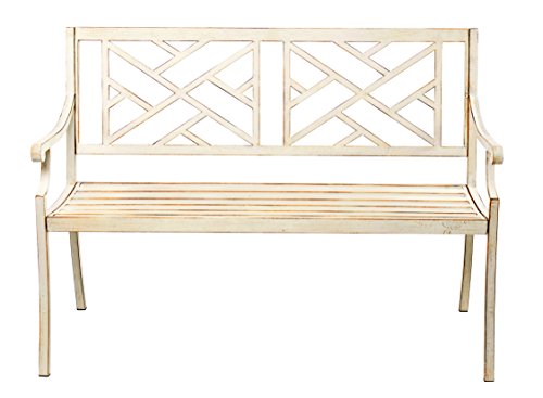 Kanstar Patio Garden Bench Park Yard Outdoor Furniture Steel Frame Porch Chair Seat, 48" L - Thumbnail 4