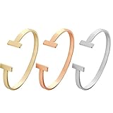 SENFAI Simple Double T Cuff Bracelet/Jewelry Set for Women