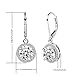 Jane Stone Sterling Silver Earrings Cubic Zirconia Halo Earrings Leverback Earrings Round Rhinestone Dangle Earrings Wedding Jewelry for Women Bridal
