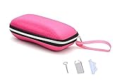 Zipper Eyeglasses Case, Honeycomb Glasses Sunglasses Case Box Protector for Men & Women or Children(Pink)