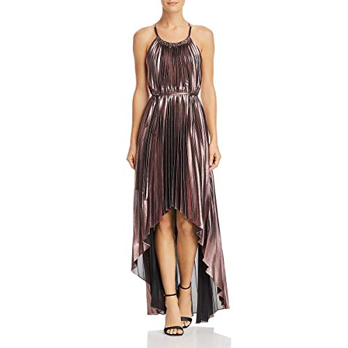 BCBG Max Azria Womens Valerie Metallic Halter Cocktail Dress Pink M