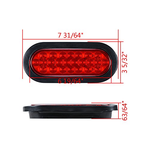 4pcs Red White 6" 24-LED Oval Stop Brake Tail Light Backup Lamp for Truck Trailer RV 12V (24-LED)