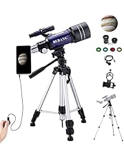 Telescope for Kids Beginners Adults, 70mm Astronomy Refractor Telescope with Adjustable Tripod, Portable Telescope Gift for Kids