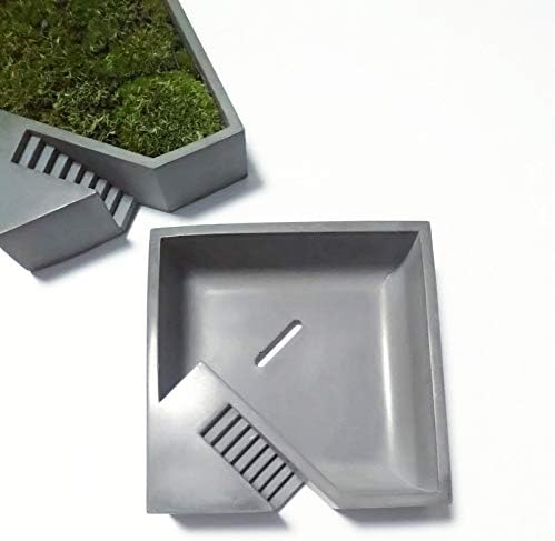 Macetero de cemento – Cemento de agua transparente cuadrado escalera