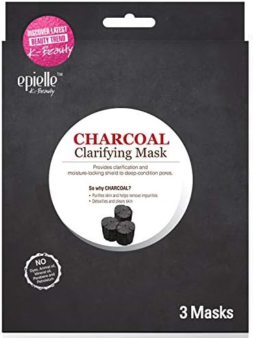 Epielle Premium Charcoal Clarifying Sheet Mask, 3 Count (1 pack)