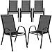 Flash Furniture Brazos Series Outdoor Stackable Patio Chairs with Flex Comfort Material, Stacking Outdoor Modern Sling Patio Chairs, Set of 5, Black