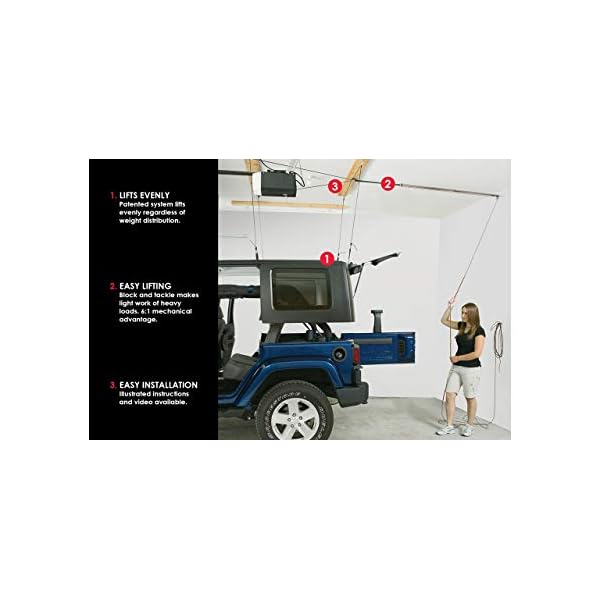 HARKEN Hardtop Overhead Garage Storage Hoist for Jeep Wrangler and