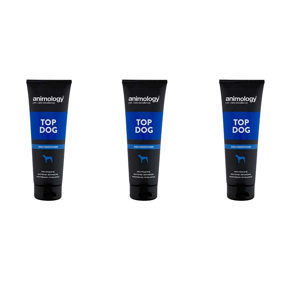 Animology Top Dog Conditioner – 250ml for Easy Grooming – Enriched with Vitamins and Premium Ingredients – For Shining and Healthy Dog Coats – Balanced PH Formula, With Detangling Proprieties 3 Pack