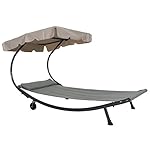 Abba Patio Outdoor Portable Chaise Lounge Chair Hammock Bed with Sun Shade and Wheels
