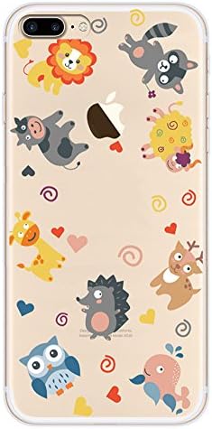 iPhone 7 Plus Case Clear with Design, Buyus Soft Thin TPU Rubber Silicone Back Protective Cover Bumper with Cute Animals Pattern (Lion,Fox,Cow,Owl..more - Colorful)