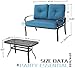 Incbruce Patio Loveseat with Coffee Table - Outdoor Bench with Cushion,2 Piece Wrought Iron Outdoor Loveseat Metal Frame Porch Furniture Set Bench for Patio, Poolside, Garden (Peacock Blue)