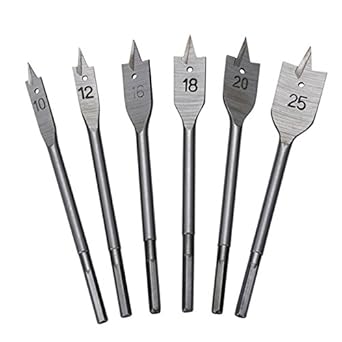 Generic Hex Spade Drill Bits Woodworking 3/8"(10) to 1"(25mm) Wood Flat Drill Sets Metric 6pcs