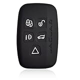 Massimiliano Incas Dobrev 5 Buttons Silicone Case Protector Key Fob Cover Smart Car Remote Holder for Jaguar XK, XKR XF XFR XJ XJL S-Type X-Type F-Type (Black)