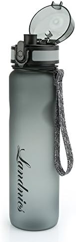 Sports Water Bottle, Landnics 36oz Potable Water Bottle With Fast Flow, One Click Open, Leak Proof Flip Top Lid, BPA Free &amp; Eco-Friendly Plastic Water Bottle for Gym, Outdoors, Cycling, Camping