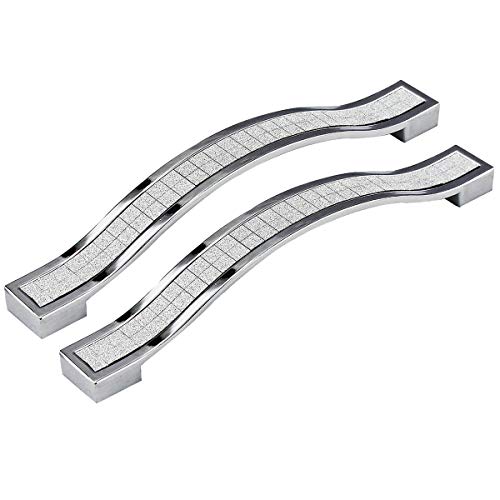 Abcgoodefg® Modern Europe Style Zine-Alloy Grind Arenaceous Rhinestone Crystal Furniture Door Drawer Pull Handle Cabinet Pull Handle Kitchen Knobs (128Mm-10Pcs, Sliver) (738614269482)