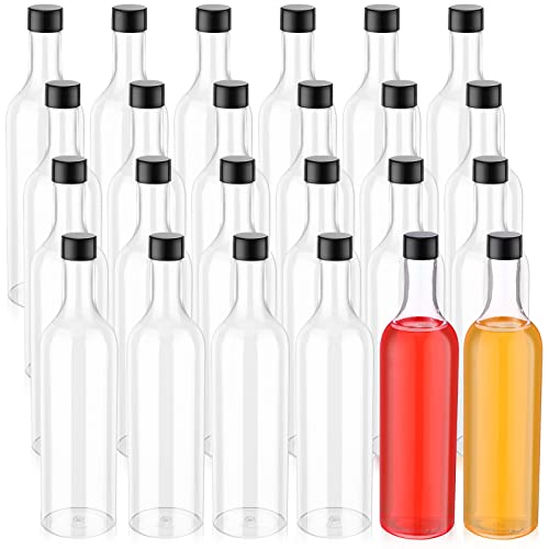 24 Pcs Plastic Wine Bottles with Caps 25 oz Long Neck Quart Plastic