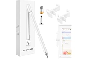 MFRHYLOEE Skylight Calendar Accessories for Skylight 15 inch Calendar – 2-in-1 Stylus Pen with Dual Mesh & Disc Tips, 2 Spare Tips & 1 Spare Clip, Flexible Stylus Holder Mount (White)