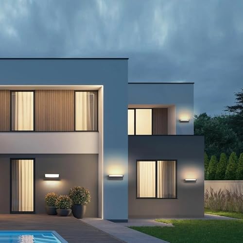 SANSHI Outdoor Light 30 W, Wall Light Indoor Outdoor 3000 K / 4000 K / 6500 K Waterproof IP65 Outdoor Light Wall Lamp with 350° Swivel LED Panel, Outdoor Wall Light for Garden Patio, Dark Grey