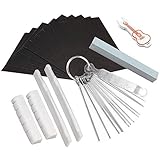 Topus 2 Sets (4pcs) Guitar Bone Bridge Saddle and Nut Made of Real Bone,Include 1 Pc Stainless Steel Grinding Needle File, 1 Pc Pin Puller, 1Pc Grinding Stone, 9 Pcs Sand Paper