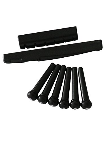 image for Metallor Acoustic Guitar Bridge Saddle Nut and 6 Pcs Guitar Bridge Pin