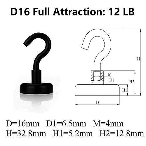 Youngneer 12pcs Magnetic Hooks Heavy Duty 12LB Colored Small Neodymium Rare Earth Magnets Hangers for Refrigerator Kitchen Indoor Outdoor - Thumbnail 3