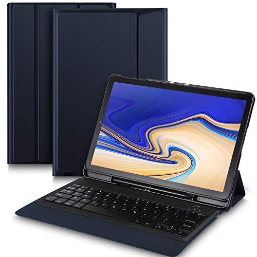 Bosewek Samsung Galaxy Tab S4 10.5 Keyboard Case Ultra-Thin Stand Case with Attached Keyboard for Galaxy Tab S4 10.5 SM-T830 (Wi-Fi) & SM-T835 (4G LTE) Tablet (Blue)