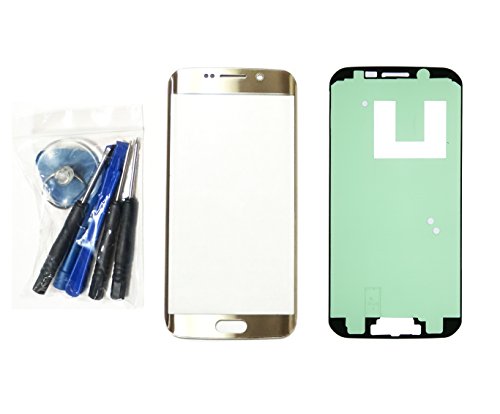 (md0410) galaxy s6 edge gold front outer glass lens rep…