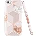 JAHOLAN Bling Glitter Sparkle Rose Gold Marble Design Slim Shockproof Clear Bumper TPU Soft Case Rubber Silicone Cover Phone Case Compatible with iPhone 5 5S