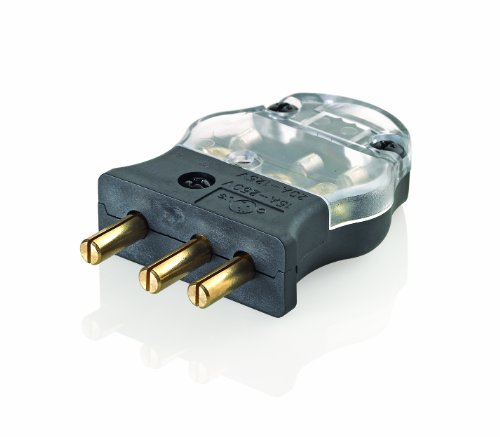 Leviton 20MC-CL 20-Amp-125 Volt, 2 Pole-3 Wire, Stage Pin, Male Plug Crimp Terminals, Black with Clear Cover