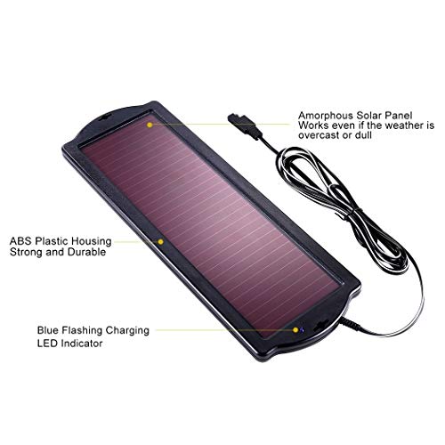POWOXI Solar Car Battery Trickle Charger, 12V 1.8W Solar Battery Charger Car, Waterproof Portable Amorphous Solar Panel for Rv Motorcycle Watercraft