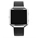 Henoda Compatible with Fitbit Blaze Bands Leather Large Black Bracelet Strap Smart Fitness Watch Band Women Men