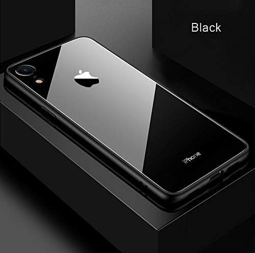 Mezmo Ultra-Slim Tempered Glass Back Cover with Edge Soft TPU Full Protective Case Cover for Apple iPhone XR - Black