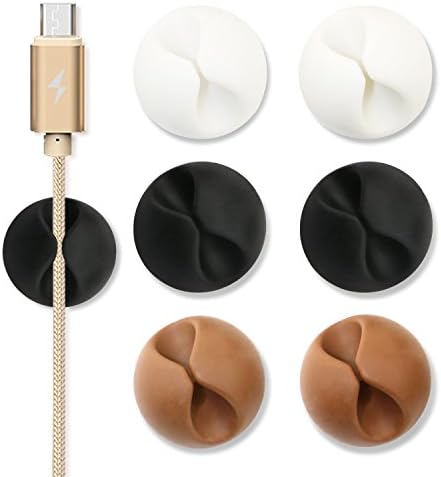 Magnetic Multipurpose Cable Clips, Cord Management System, Desktop Cable Organizer with 3 Cable Buckles &amp; 2 Bases - for Cell phone Cable (6 ps)