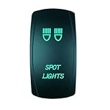 QUNQI STAR 5 pin Laser Backlit Rocker Switch SPOR LIGHTS 20A 12V On/off LED Light Toggle Switch (Green)